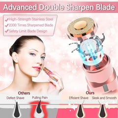 2 in 1 Electric Eyebrow Trimmer and Shaver, Flawless Hair Remover For Women, Flawless Facial Machine Razor, Painless Eyebrow Removal (Rechargeable)