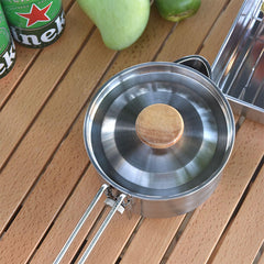 Portable Camping Samovar 304 Stainless Steel Kettle Removable Handle Travel Mini Kettle Glossy