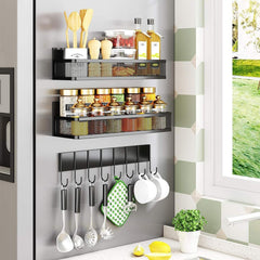 Eco-friendly Magnet Refrigerator Spice Rack Wall Mounted Multifunctional Storage Holders with Metal Kitchen Accessories TUV/FDA