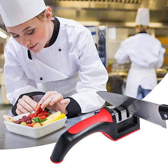 3-in-1 Knife Sharpener With Fruit And Meat Knife Peeler.3-Stage Diamond Coated Knife Sharpener, With a Knife Ceramic peeler