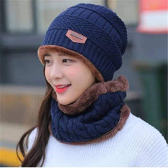 Wool Cap With Neck Warmer | Beanie And Scarf Set With Fleece Mask | Winter Th